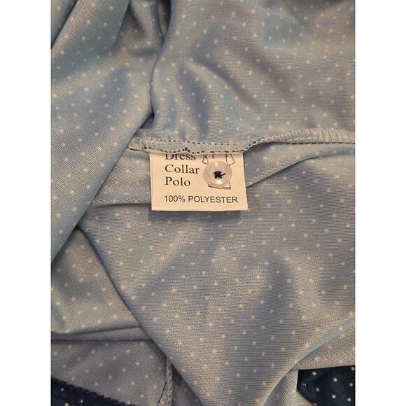 NWOT Collars & Co Men’s M Dress Collar Performance Polo Navy Polka Dot - Picture 6 of 7
